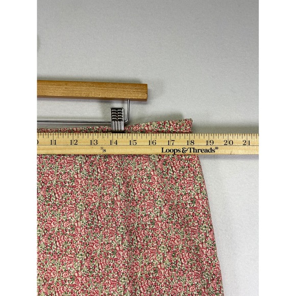 Cottagecore American Eagle Womens 14 Pink Ditsy Floral Ruffle Hem Mini Skirt - Picture 8 of 9